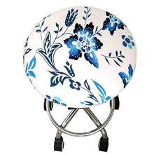 将图片加载到图库查看器，Round Chair Cover Bar Stool Cover Elastic Seat Cover Home Chair Slipcover Round Chair Bar Stool Floral Printed Padded Round Bar Stool Cover Cushion With Elastic Fabric Round Chair Seat Cushion For Wooden Metal Stools 30-40cm
