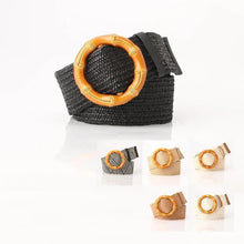 Load image into Gallery viewer, Round Women Waist Belt Classic Wooden Buckle Casual Style Buckle Simple Lightweight Waist Dress Band
