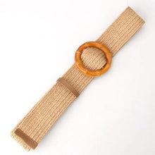 Load image into Gallery viewer, Round Women Waist Belt Classic Wooden Buckle Casual Style Buckle Simple Lightweight Waist Dress Band
