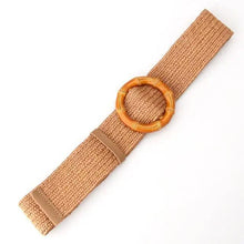 Load image into Gallery viewer, Round Women Waist Belt Classic Wooden Buckle Casual Style Buckle Simple Lightweight Waist Dress Band

