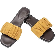 Load image into Gallery viewer, Roxoni Women's Ruched Fabric Slide Sandals Open Toe Flat Sandals with Heel Cushion
