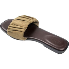Load image into Gallery viewer, Roxoni Women's Ruched Fabric Slide Sandals Open Toe Flat Sandals with Heel Cushion
