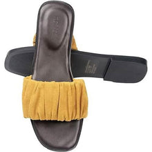 Load image into Gallery viewer, Roxoni Women's Ruched Fabric Slide Sandals Open Toe Flat Sandals with Heel Cushion
