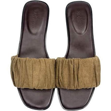 Load image into Gallery viewer, Roxoni Women's Ruched Fabric Slide Sandals Open Toe Flat Sandals with Heel Cushion
