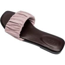 Load image into Gallery viewer, Roxoni Women's Ruched Fabric Slide Sandals Open Toe Flat Sandals with Heel Cushion

