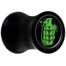 Load image into Gallery viewer, Black Acrylic Green Grenade Saddle Plug Set 2G
