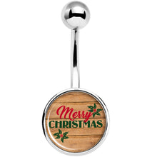 Load image into Gallery viewer, Rustic Wood Merry Christmas Belly Ring
