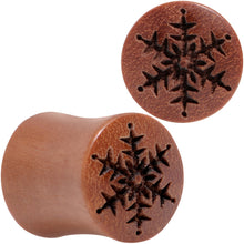 Load image into Gallery viewer, Organic Sawo Wood Holiday Winter Snowflake Saddle Plug Set Sizes 8mm to 25mm
