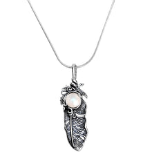Load image into Gallery viewer, Silver Plated Chain Quill Necklace Created with Crystals
