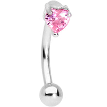 Load image into Gallery viewer, 5/16 Pink Heart CZ Gem Fashionista Curved Eyebrow Rook Earring
