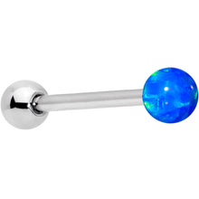 Load image into Gallery viewer, Blue Synthetic Opal 5mm Ball Barbell Tongue Ring
