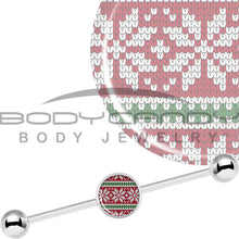 Load image into Gallery viewer, 14G Red Green Christmas Sweater Industrial Barbell 37mm
