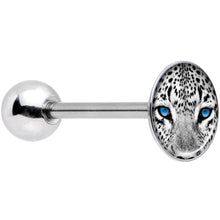 Load image into Gallery viewer, Black White Leopard Eyes Barbell Tongue Ring
