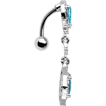 将图片加载到图库查看器，Aqua Gem Twin Top Mount Dangle Belly Ring
