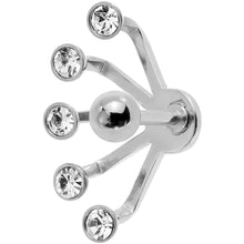 Load image into Gallery viewer, 16G 1/4 Clear Gem Steel Glam Fan Cuff Cartilage Earring

