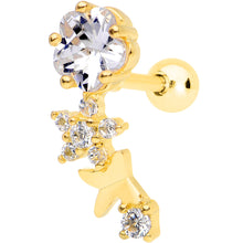 Load image into Gallery viewer, 1/4 Clear CZ Gem Gold Tone Anodized Cascade Right Cartilage Earring
