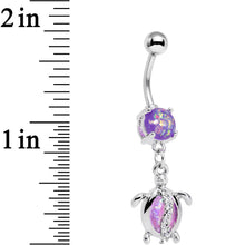 Load image into Gallery viewer, Purple Pink Faux Opal Beach Turtle Dangle Belly Ring

