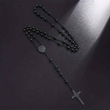 Load image into Gallery viewer, San Benito Golden Plated Stainless Steel Priest Saint Benedict Rosary Necklace
