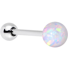 Load image into Gallery viewer, White Synthetic Opal 6mm Ball Internally Threaded Barbell Tongue Ring
