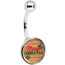 Load image into Gallery viewer, Rustic Wood Merry Christmas Belly Ring
