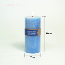 Load image into Gallery viewer, Scented Candles Soy Wax Coconut Oil Smokeless Blue Pillar Candles Smokeless Clean Burning Décor for Home Wedding Church Events
