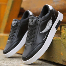 将图片加载到图库查看器，School Casual Leather Mens Sneakers Fashion Flat Outdoor Sneakers Classic Sports Flat Low Top Sneaker Lace-up Fashion Walking Jogging Non Slip Athletic Comfortable Mens Sneakers

