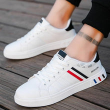 将图片加载到图库查看器，School Casual Leather Mens Sneakers Fashion Flat Outdoor Sneakers Classic Sports Flat Low Top Sneaker Lace-up Fashion Walking Jogging Non Slip Athletic Comfortable Mens Sneakers
