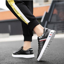 将图片加载到图库查看器，School Casual Leather Mens Sneakers Fashion Flat Outdoor Sneakers Classic Sports Flat Low Top Sneaker Lace-up Fashion Walking Jogging Non Slip Athletic Comfortable Mens Sneakers
