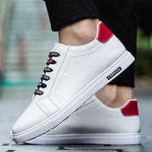 将图片加载到图库查看器，School Casual Leather Mens Sneakers Fashion Flat Outdoor Sneakers Classic Sports Flat Low Top Sneaker Lace-up Fashion Walking Jogging Non Slip Athletic Comfortable Mens Sneakers
