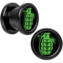 将图片加载到图库查看器，Green Grenade Black Anodized Screw Fit Plug Set 00G
