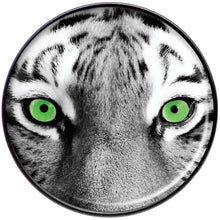 Load image into Gallery viewer, Black White Tiger Eyes Black Barbell Tongue Ring
