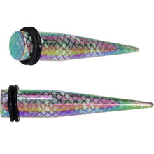 Load image into Gallery viewer, Rainbow Acrylic Mermaid Scale Straight Taper Set 14G to 12mm
