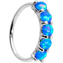 Load image into Gallery viewer, 20G Blue Synthetic Opal 14k White Gold Seamless Circular Ring
