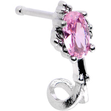 Load image into Gallery viewer, Pink Gem Fashion Flower Twist Faux Hoop Nose Bone

