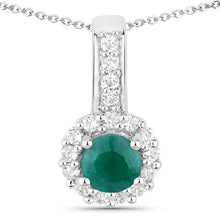 将图片加载到图库查看器，1.81 Carat Dyed Emerald and White Topaz .925 Sterling Silver Jewelry Set
