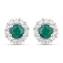将图片加载到图库查看器，1.81 Carat Dyed Emerald and White Topaz .925 Sterling Silver Jewelry Set
