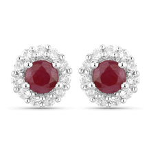 Load image into Gallery viewer, 2.17 Carat Genuine Ruby and White Topaz .925 Sterling Silver Jewelry Set
