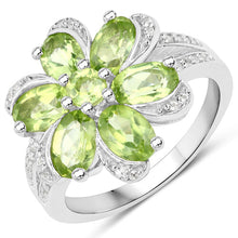 Load image into Gallery viewer, 8.04 Carat Genuine Peridot and White Topaz .925 Sterling Silver 3 Piece Jewelry Set (Ring, Earrings, and Pendant w/ Chain)
