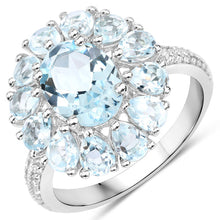 将图片加载到图库查看器，14.02 Carat Genuine Blue Topaz and White Topaz .925 Sterling Silver 3 Piece Jewelry Set (Ring, Earrings, and Pendant w/ Chain)
