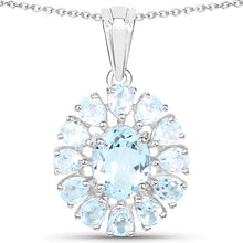 将图片加载到图库查看器，14.02 Carat Genuine Blue Topaz and White Topaz .925 Sterling Silver 3 Piece Jewelry Set (Ring, Earrings, and Pendant w/ Chain)
