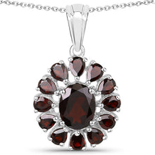 Load image into Gallery viewer, 13.82 Carat Genuine Garnet and White Topaz .925 Sterling Silver 3 Piece Jewelry Set (Ring, Earrings, and Pendant w/ Chain)
