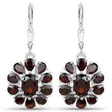 Load image into Gallery viewer, 13.82 Carat Genuine Garnet and White Topaz .925 Sterling Silver 3 Piece Jewelry Set (Ring, Earrings, and Pendant w/ Chain)

