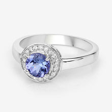 Load image into Gallery viewer, 1.05 Carat Genuine Tanzanite and White Topaz .925 Sterling Silver Ring
