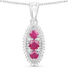 Load image into Gallery viewer, 4.32 Carat Genuine Ruby and White Topaz .925 Sterling Silver 3 Piece Jewelry Set (Ring, Earrings, and Pendant w/ Chain)

