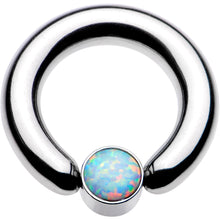 Load image into Gallery viewer, 6G 1/2 White Faux Opal 6mm Disc BCR Captive Ring
