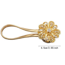 将图片加载到图库查看器，Shiny Flowers Magnetic Curtain Clip Tieback European Style Curtain Clasp Hanging Ball Rope Straps Home Decoration Accessories Crystal Curtain Magnetic Tieback Flower Curtain Clips Buckle with Stretchy Wire Rope For Home Office Decoration
