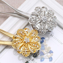 将图片加载到图库查看器，Shiny Flowers Magnetic Curtain Clip Tieback European Style Curtain Clasp Hanging Ball Rope Straps Home Decoration Accessories Crystal Curtain Magnetic Tieback Flower Curtain Clips Buckle with Stretchy Wire Rope For Home Office Decoration
