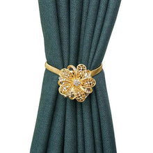 将图片加载到图库查看器，Shiny Flowers Magnetic Curtain Clip Tieback European Style Curtain Clasp Hanging Ball Rope Straps Home Decoration Accessories Crystal Curtain Magnetic Tieback Flower Curtain Clips Buckle with Stretchy Wire Rope For Home Office Decoration
