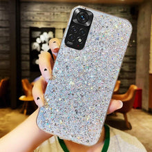将图片加载到图库查看器，Shiny Glitter Silicone Case for Xiaomi Redmi Note 11 11S 10 10S 9 9S 9A 9C 8 8A Pro Gold Silver Foil Soft Back Cover Cute Sparkle Bling Shiny Slim Soft Reflective Clear Bumper Case for Girl Women Protective Cover
