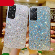 将图片加载到图库查看器，Shiny Glitter Silicone Case for Xiaomi Redmi Note 11 11S 10 10S 9 9S 9A 9C 8 8A Pro Gold Silver Foil Soft Back Cover Cute Sparkle Bling Shiny Slim Soft Reflective Clear Bumper Case for Girl Women Protective Cover
